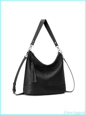 Genuine Leather Hobo Crossbody Bag Slouchy Bucket Purse 2 Removable Straps